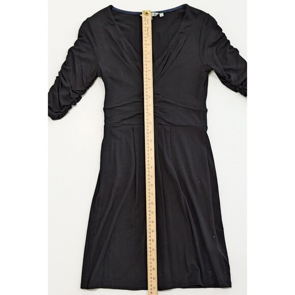 Boden US 2 Solid Black Stretch Dress 3/4 Sleeve V Neck - Picture 8 of 12